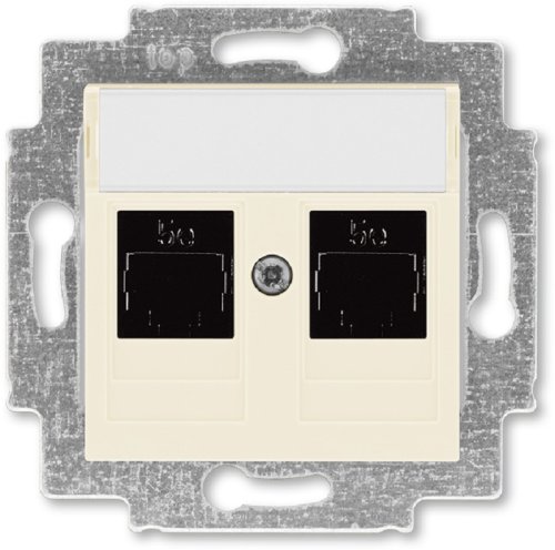 Розетка компьютерная без рамки ABB EPJ Levit 2-м. RJ45+RJ45 5e слоновая кость картинка